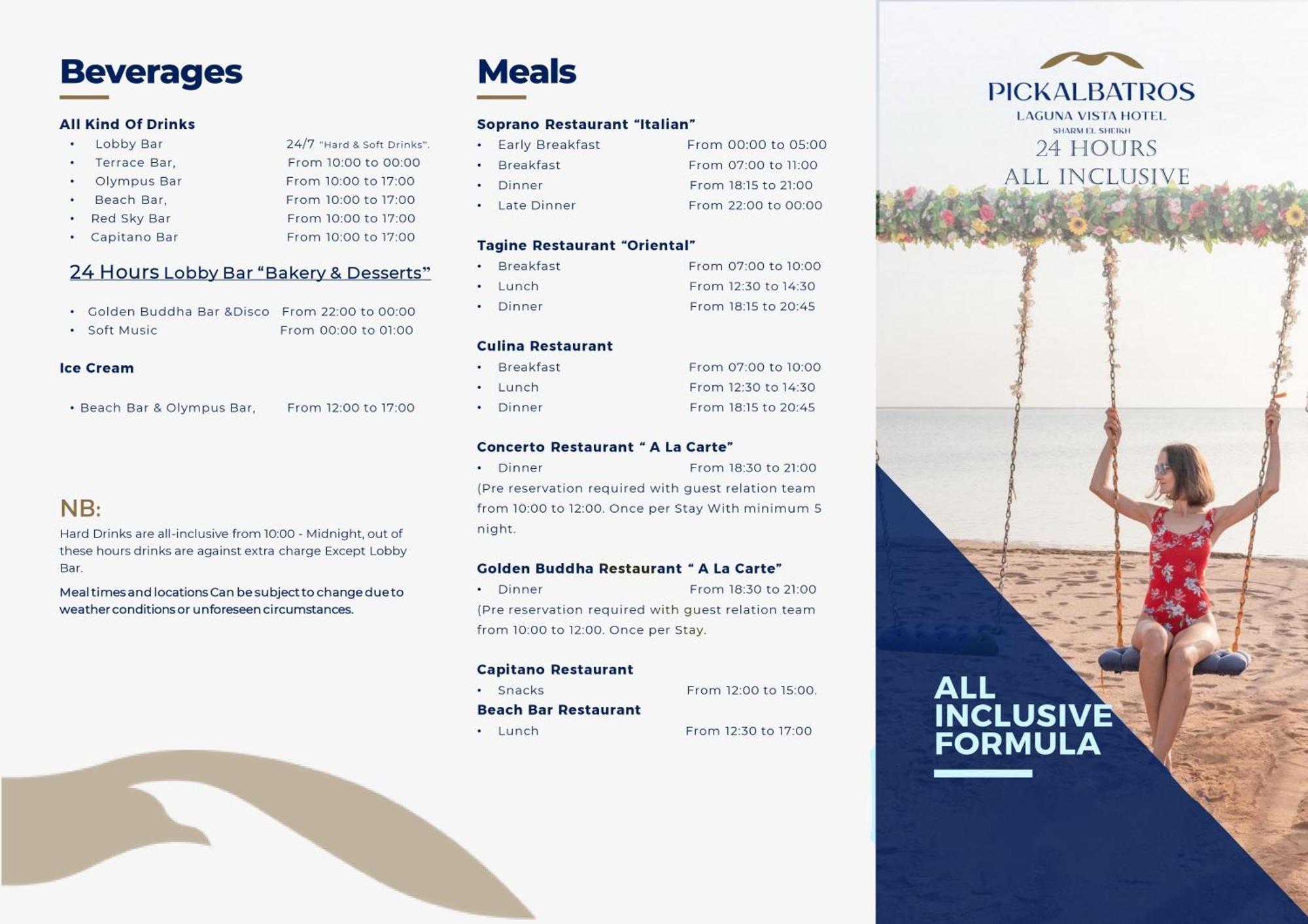 Pickalbatros Laguna Vista Aqua Park ชาร์มเอลชีค ภายนอก รูปภาพ Menu of the 25 Hours All Inclusive